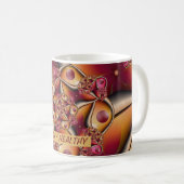 Mug Texte de fractale de fantaisie rouge orange abstra (Devant droit)
