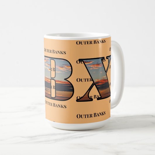 Mug Texte de levée de soleil OBX (Devant droit)