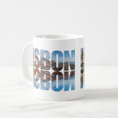 Mug Texte de Lisbonne composé vieille ville vue avec r (Devant gauche)