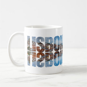 Mug Texte de Lisbonne composé vieille ville vue avec r