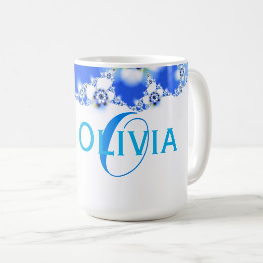 Mug Texte de nom d'abrégé sur fractale de Flora (Devant droit)