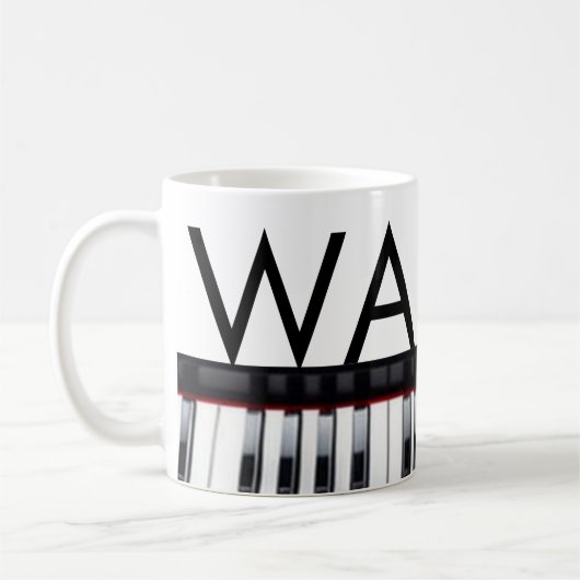 Mug Texte de nom de lettre initiale de monogramme musi (Gauche)