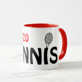 Mug Texte de raquette de tennis (Devant droit)