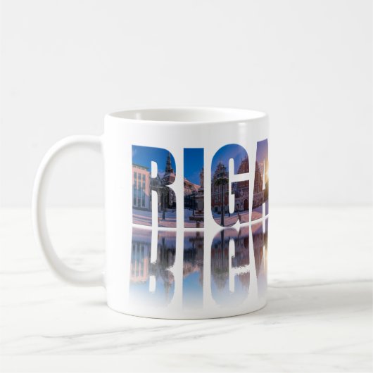 Mug Texte de Riga, Lettonie (Gauche)