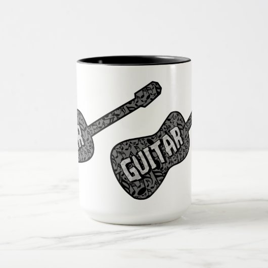 Mug Texte des notes de musique de guitare (Centre)
