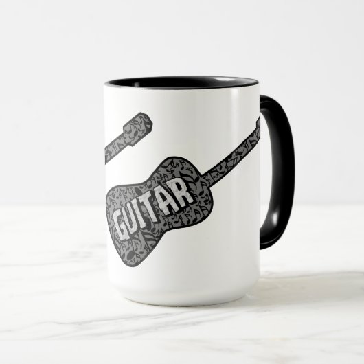 Mug Texte des notes de musique de guitare (Devant droit)