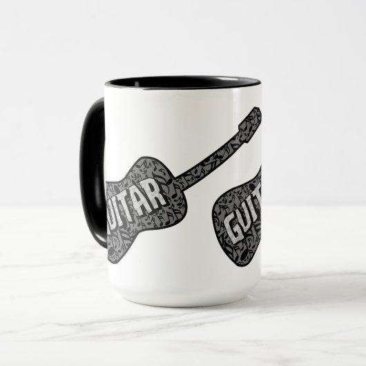 Mug Texte des notes de musique de guitare (Devant gauche)