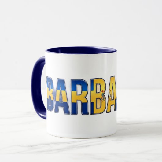 Mug Texte du drapeau de la Barbade | Conception de fie (Devant gauche)