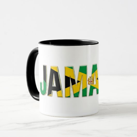 Mug Texte du drapeau jamaïcain | Conception de fierté (Devant gauche)