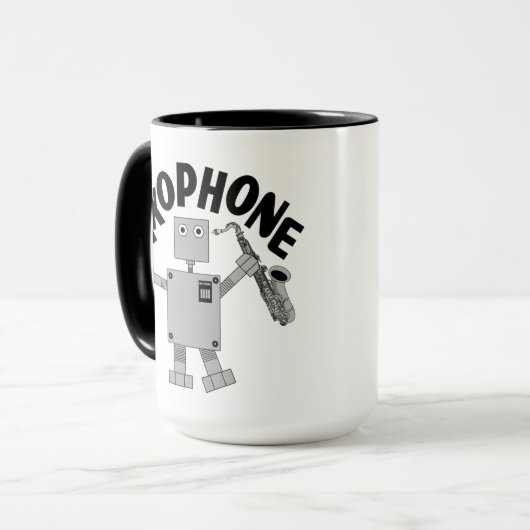 Mug Texte du robot saxophone (Devant gauche)