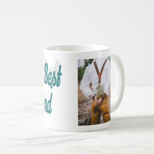 Mug Texte du script vert photo de la petite amie (Devant droit)