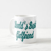 Mug Texte du script vert photo de la petite amie (Devant gauche)
