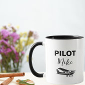Mug Texte et avion PILOT moderne, cadeau personnalisé