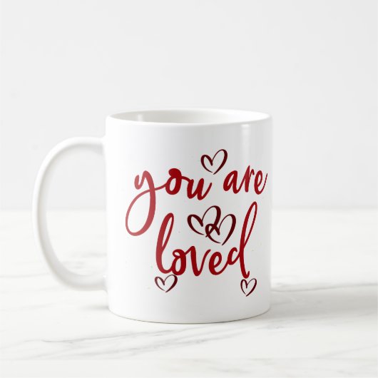 Mug Texte et coeurs "Vous êtes aimés" (Gauche)