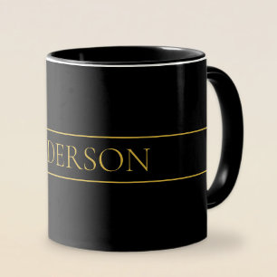Mug Texte et lignes Gold personnalisables