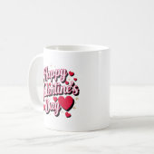 Mug Texte moderne de la Saint-Valentin avec coeurs (Devant gauche)