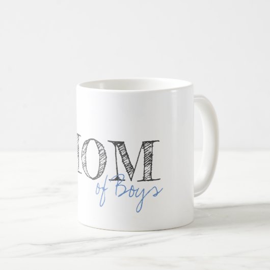 Mug Texte moderne maman des garçons Bébé Bleu Gris (Devant droit)