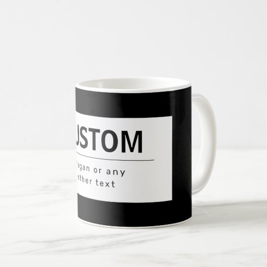 Mug Texte modifiable moderne en gras | Noir & Blanc (Devant droit)