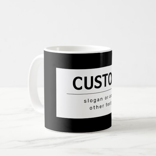 Mug Texte modifiable moderne en gras | Noir & Blanc (Devant gauche)