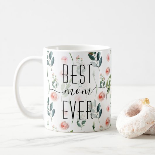 Mug Texte modifiable Pêcher Jardin Floral Jour des mèr (Avec donut)