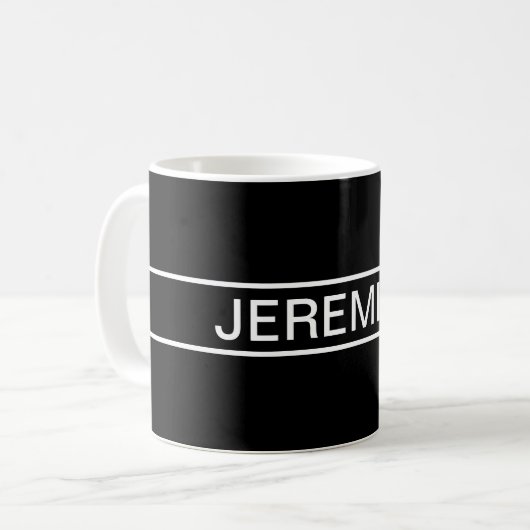 Mug Texte personnalisable | Bold Modern Black & White (Devant gauche)