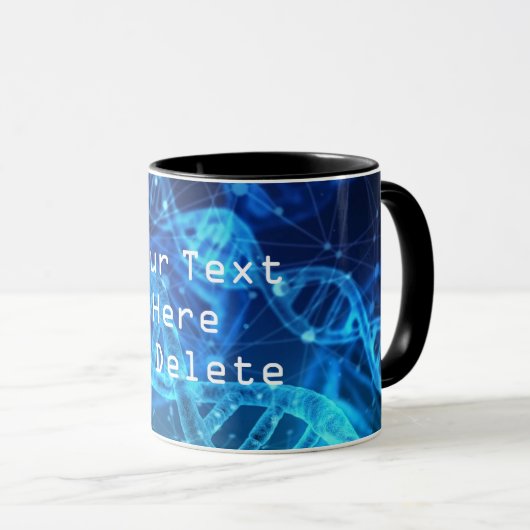 Mug Texte personnalisé Bleu Double Hélix ADN Strand Sc (Devant droit)