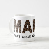 Mug texte personnalisé Empreinte de léopard MAMA (Devant gauche)
