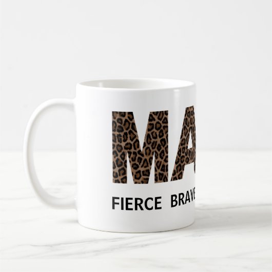 Mug texte personnalisé Empreinte de léopard MAMA (Gauche)