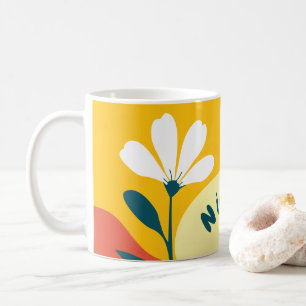 Mug Texte Personnalisé Floral Boho Mustard Terracotta 