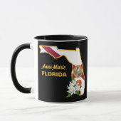 Mug Texte personnalisé Floride Drapeau & Fleur Orange  (Gauche)
