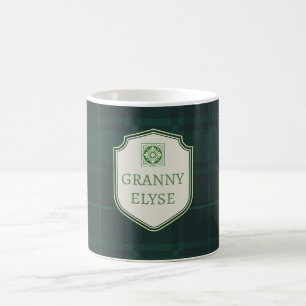 Mug Texte personnalisé Grandma Granny Green Plaid