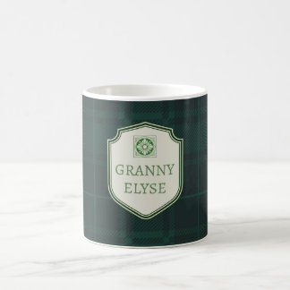 Mug Texte personnalisé Grandma Granny Green Plaid