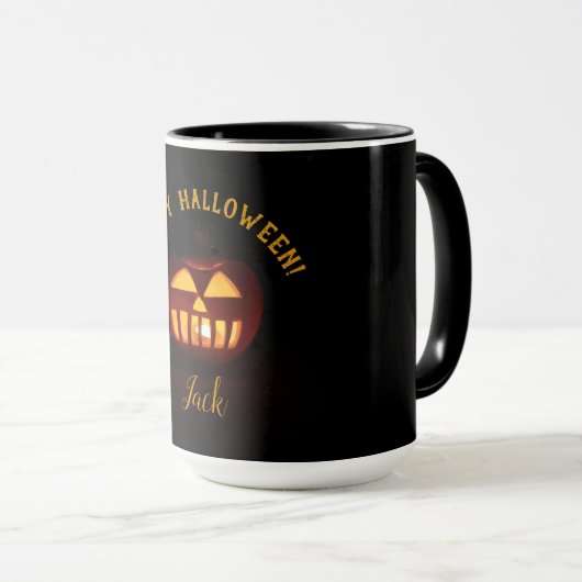 Mug Texte personnalisé Halloween Éffrayant Orange Citr (Devant droit)