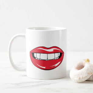 Mug Texte personnalisé lèvres rouges dessin animé drôl