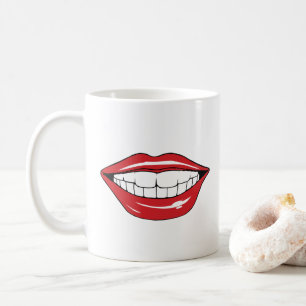 Mug Texte personnalisé lèvres rouges dessin animé drôl