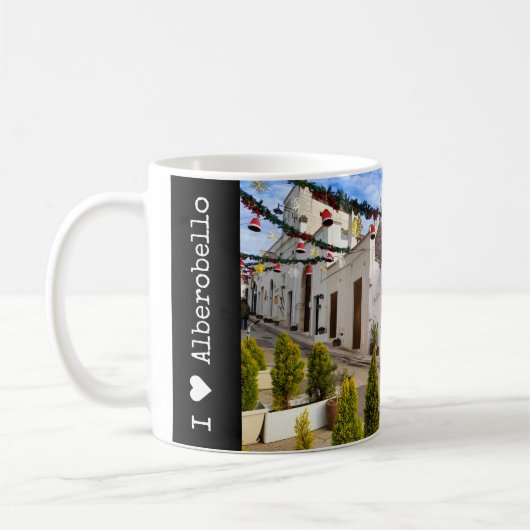 Mug Texte personnalisé, maisons trulli en Alberobello (Gauche)