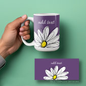 Mug Texte personnalisé marguerite mauve et jaune