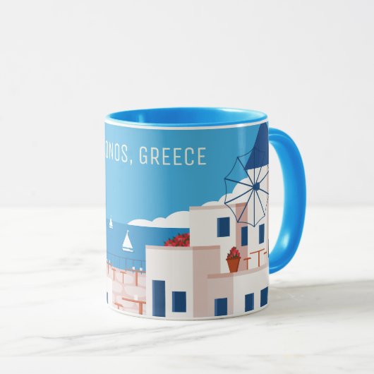 Mug Texte personnalisé Mykonos Grèce (Devant droit)