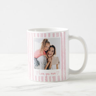 Mug Texte personnalisé Photo Rayures roses Coquette