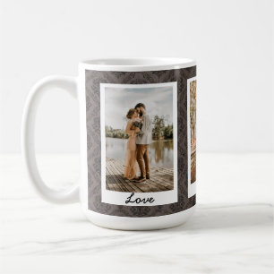 Mug Texte personnalisé/photos Damas Brown victorienne