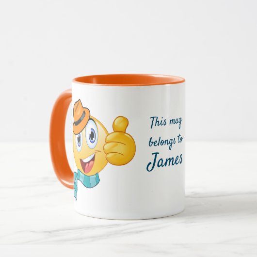 Mug Texte personnalisé Pouce vers le haut Emoji avec C (Devant gauche)