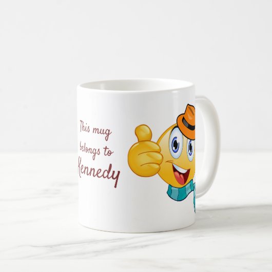 Mug Texte personnalisé Pouce vers le haut Emoji avec C (Devant droit)