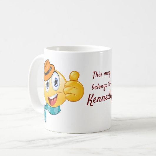 Mug Texte personnalisé Pouce vers le haut Emoji avec C (Devant gauche)