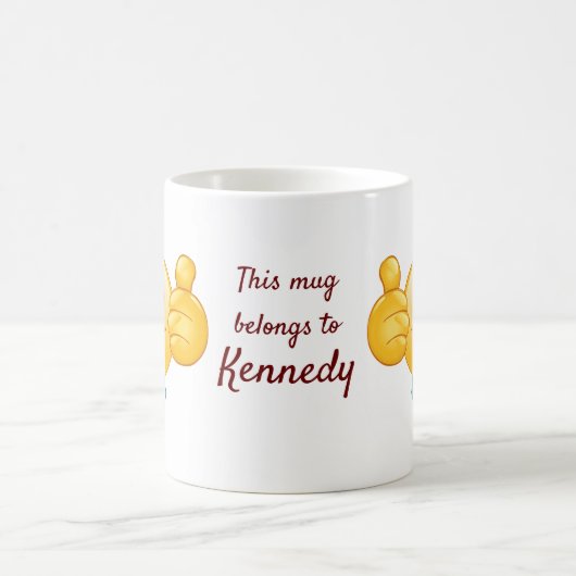 Mug Texte personnalisé Pouce vers le haut Emoji avec C (Centre)