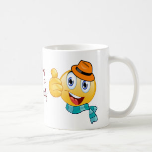Mug Texte personnalisé Pouce vers le haut Emoji avec C