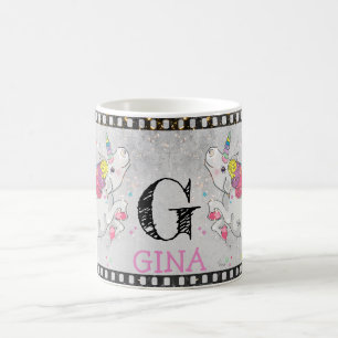 Mug Texte Personnalisé / Sparkle Rainbow Unicorn Retro
