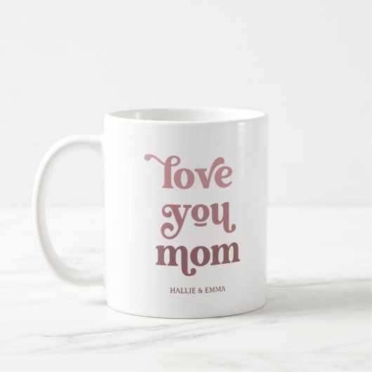 Mug Texte rétro Boho | Aimez-vous Maman Gradient Rose (Gauche)