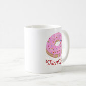 Mug Texte rouge Pink Sprinted Donut et nom café (Devant droit)