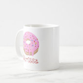 Mug Texte rouge Pink Sprinted Donut et nom café (Devant gauche)