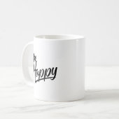 Mug Texte simple "Happy" noir (Devant gauche)